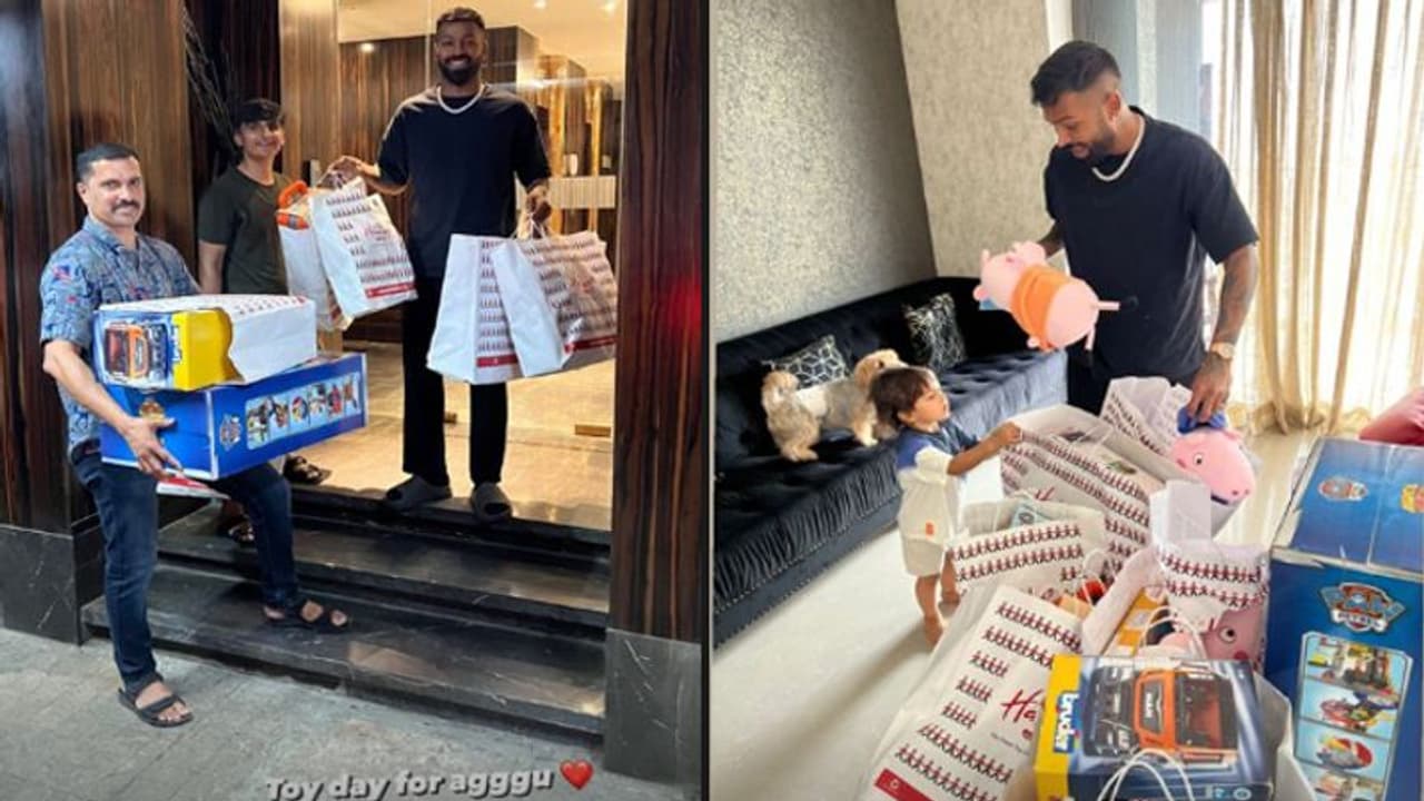 बेटे के लिए इतने सारे खिलौने खरीद लाए हार्दिक पांड्या, आयरलैंड जाने से पहले इस तरह अगस्त्य के साथ बिताया समय बेटे के लिए इतने सारे खिलौने खरीद लाए हार्दिक पांड्या, आयरलैंड जाने से पहले इस तरह अगस्त्य के साथ बिताया समय