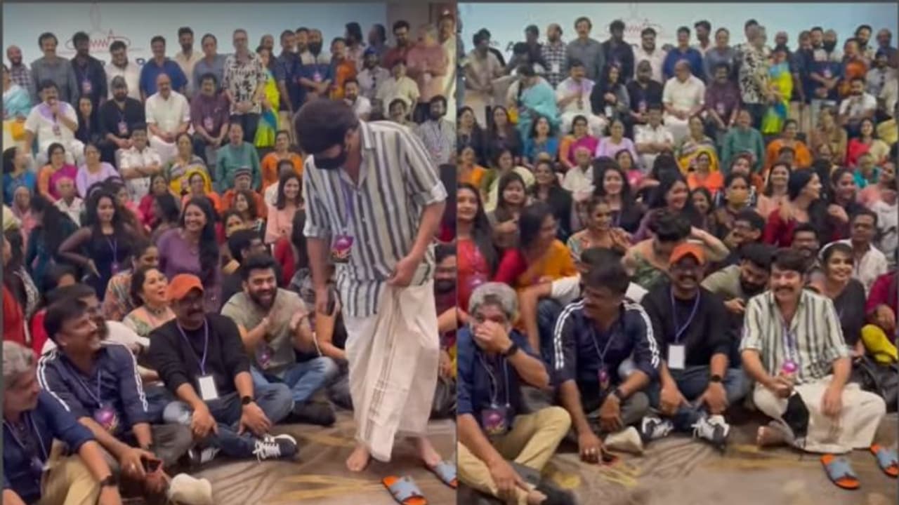 Mammootty : കസേര ഒഴിവാക്കി നിലത്തിരിക്കുന്ന മമ്മൂട്ടി; 'അമ്മ' ഗ്രൂപ്പ് ഫോട്ടോ ഷൂട്ട് വീഡിയോ