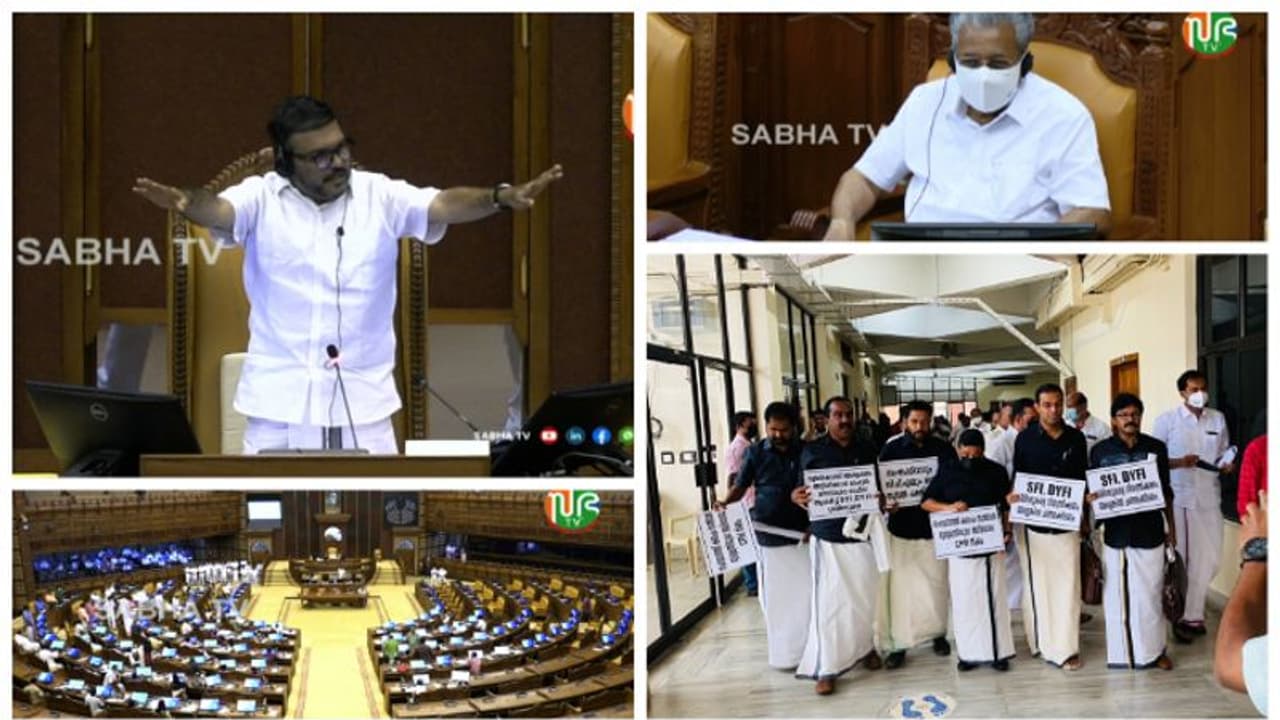 കറുപ്പണിഞ്ഞെത്തി, പ്രതിപക്ഷ പ്രതിഷേധം, മാധ്യമ വിലക്ക്, വീഡിയോ 'സെൻസറിംഗ്', ഒന്നാം ദിനം നിയമസഭ കലുഷിതം