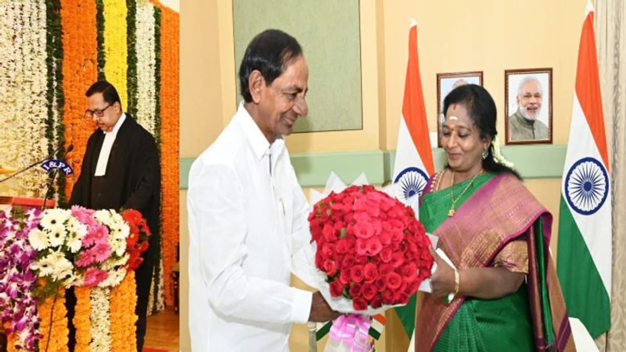 ఒకే వేదికపై గవర్నర్ తమిళిసై, సీఎం కేసీఆర్.. హైకోర్టు నూతన సీజేగా జస్టిస్ ఉజ్జల్ భుయాన్ ప్రమాణం..
