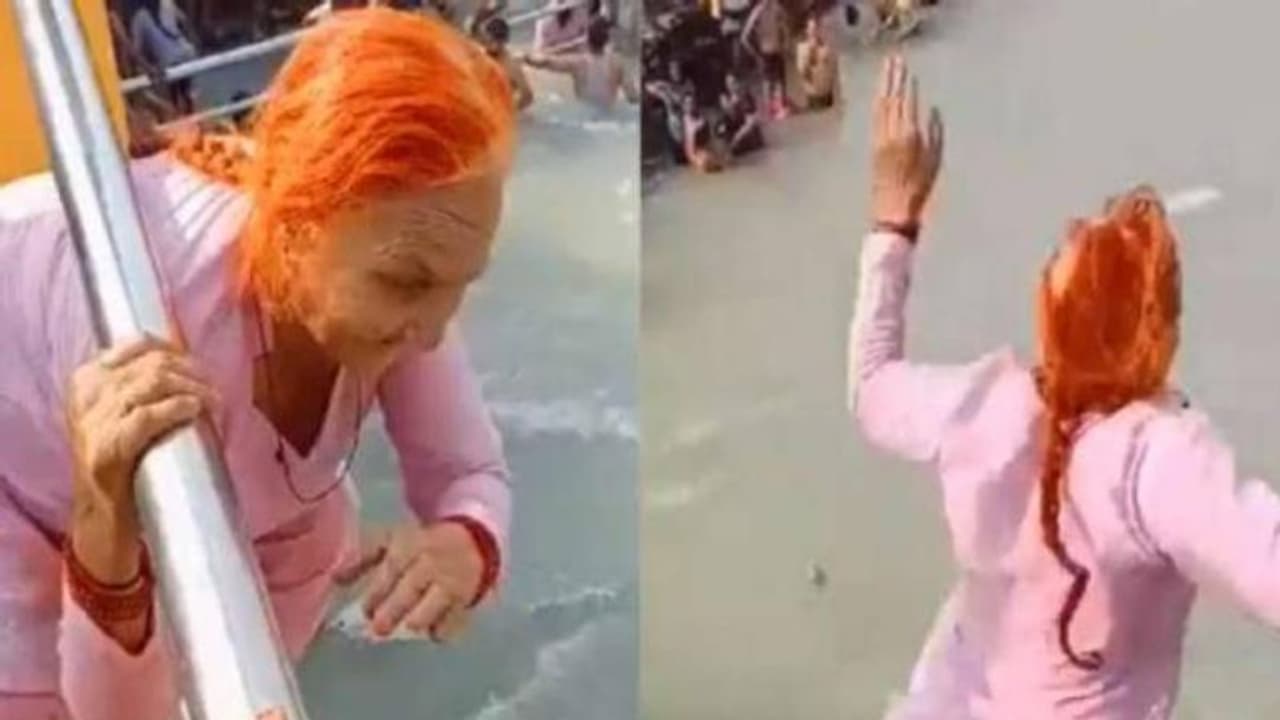 പാലത്തിൽ നിന്നും എടുത്തുചാടി ഗംഗാനദിയിൽ നീന്തി വൃദ്ധ, അമ്പരന്ന് നോക്കി ചുറ്റുമുള്ളവർ പാലത്തിൽ നിന്നും എടുത്തുചാടി ഗംഗാനദിയിൽ നീന്തി വൃദ്ധ, അമ്പരന്ന് നോക്കി ചുറ്റുമുള്ളവർ