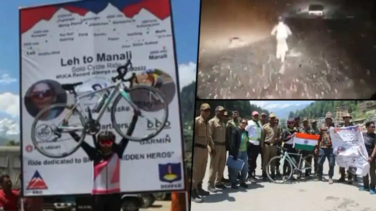 Mother of two creates history, travels from Leh to Manali on cycle