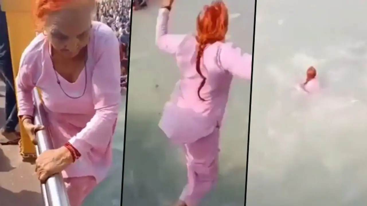 Watch: 70 year old woman's dangerous stunt in Ganga: Heart stopping video goes viral Watch: 70 year old woman's dangerous stunt in Ganga: Heart stopping video goes viral