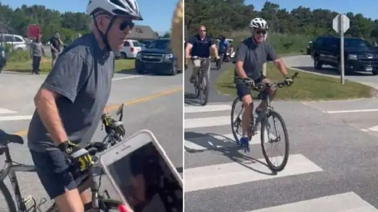 ಸೈಕಲ್‌ನಿಂದ ಕೆಳಗೆ ಬಿದ್ದ ಅಮೆರಿಕಾ ಅಧ್ಯಕ್ಷ : ವಿಡಿಯೋ ವೈರಲ್