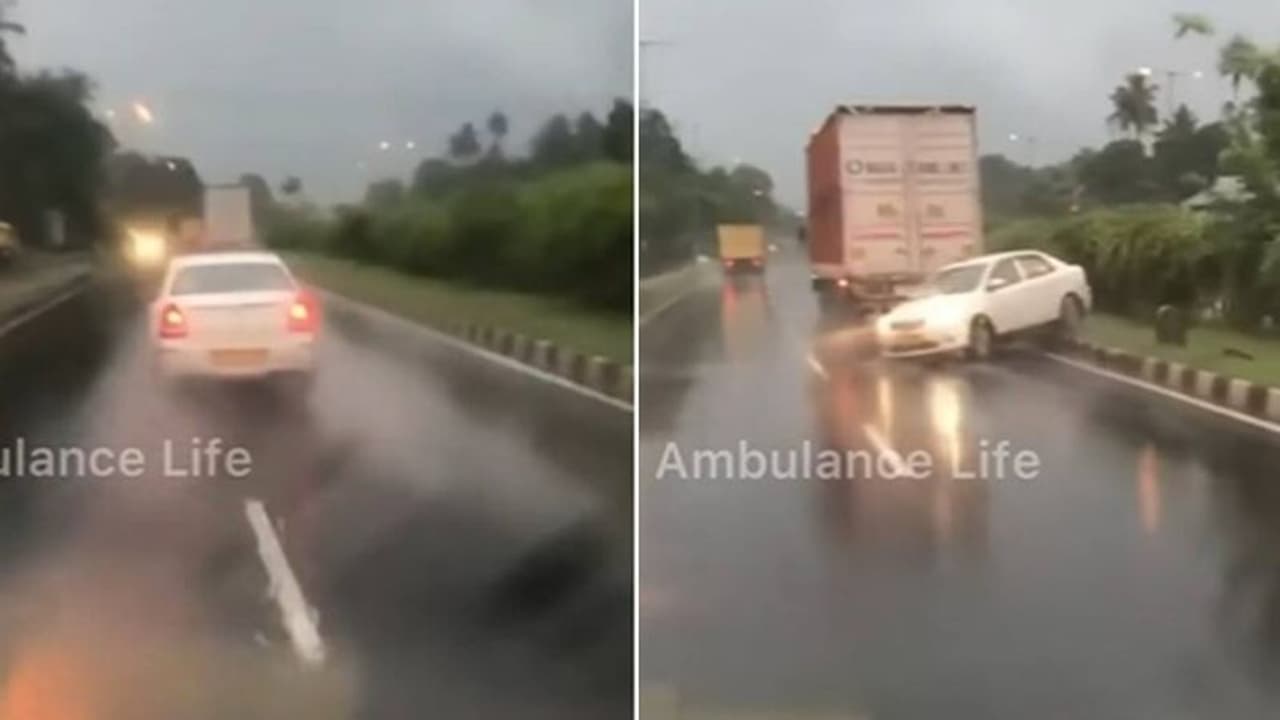 ಮಾಡಿದ್ದುಣ್ಣೋ ಮಾರಾಯ: ಆ್ಯಂಬುಲೆನ್ಸ್‌ಗೆ ದಾರಿ ಬಿಡದೇ ಕಾರಿನ ಓಟ: ವೇಗವಾಗಿ ಸಾಗಿ ಅಪಘಾತ