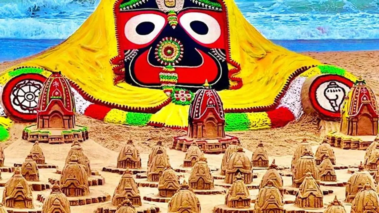 Jagannath Rath Yatra 2022: Sand artist Sudarsan Pattnaik crafts captivating 125 sand chariots on puri beach Jagannath Rath Yatra 2022: Sand artist Sudarsan Pattnaik crafts captivating 125 sand chariots on puri beach