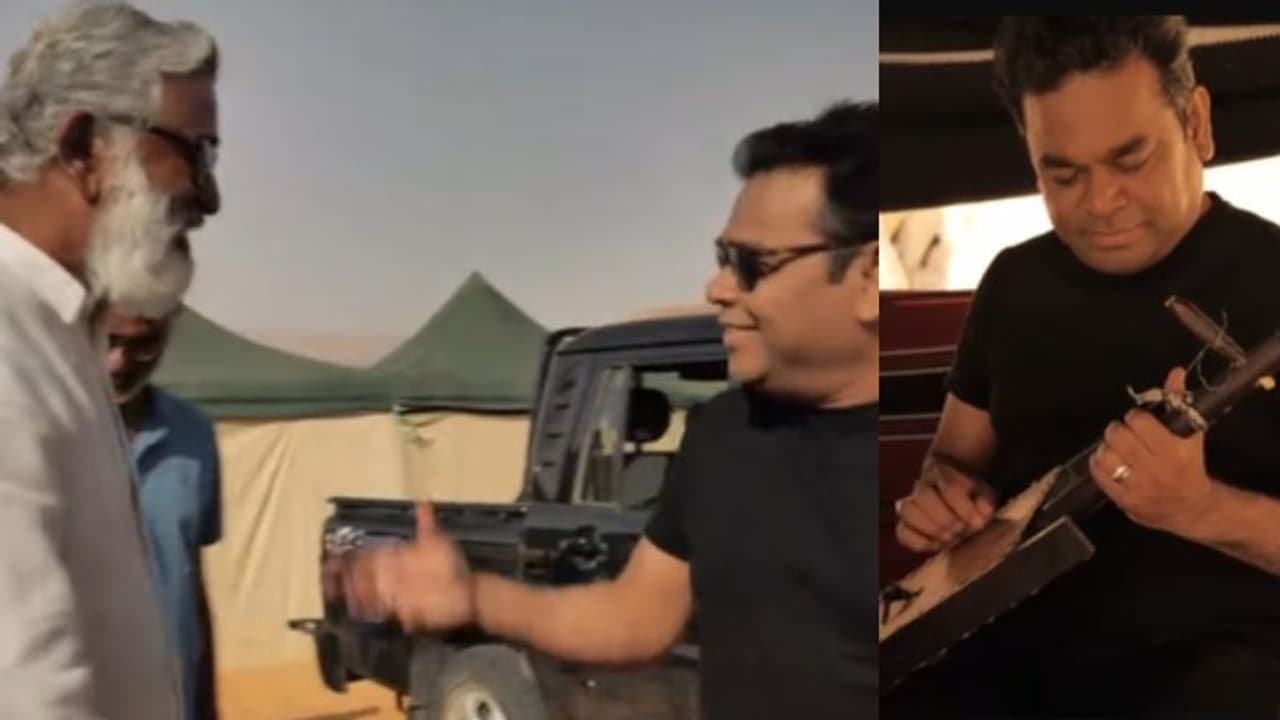 4 മണിക്കൂർ നീണ്ട മരുഭൂമി യാത്ര, സം​ഗീതം തേടി എആർ റഹ്മാൻ 'ആടുജീവിതം' ലൊക്കേഷനിൽ, വീഡിയോ