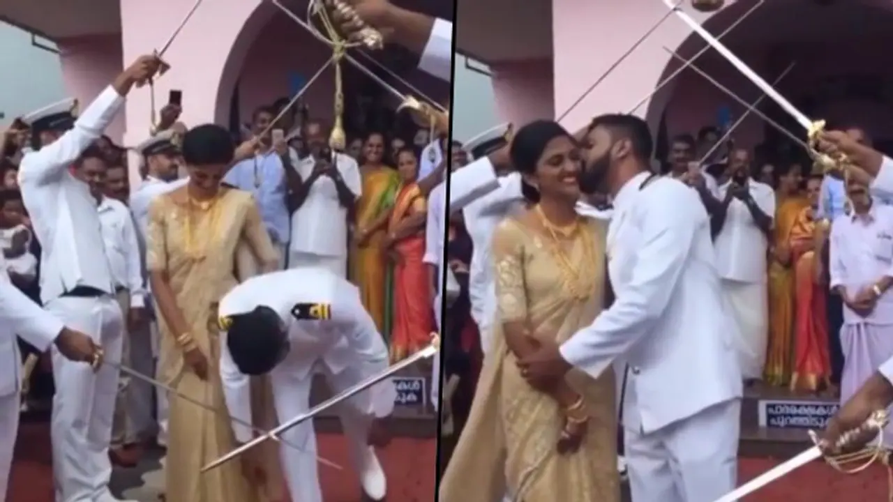 Watch: Navy officer made to do push ups at his wedding