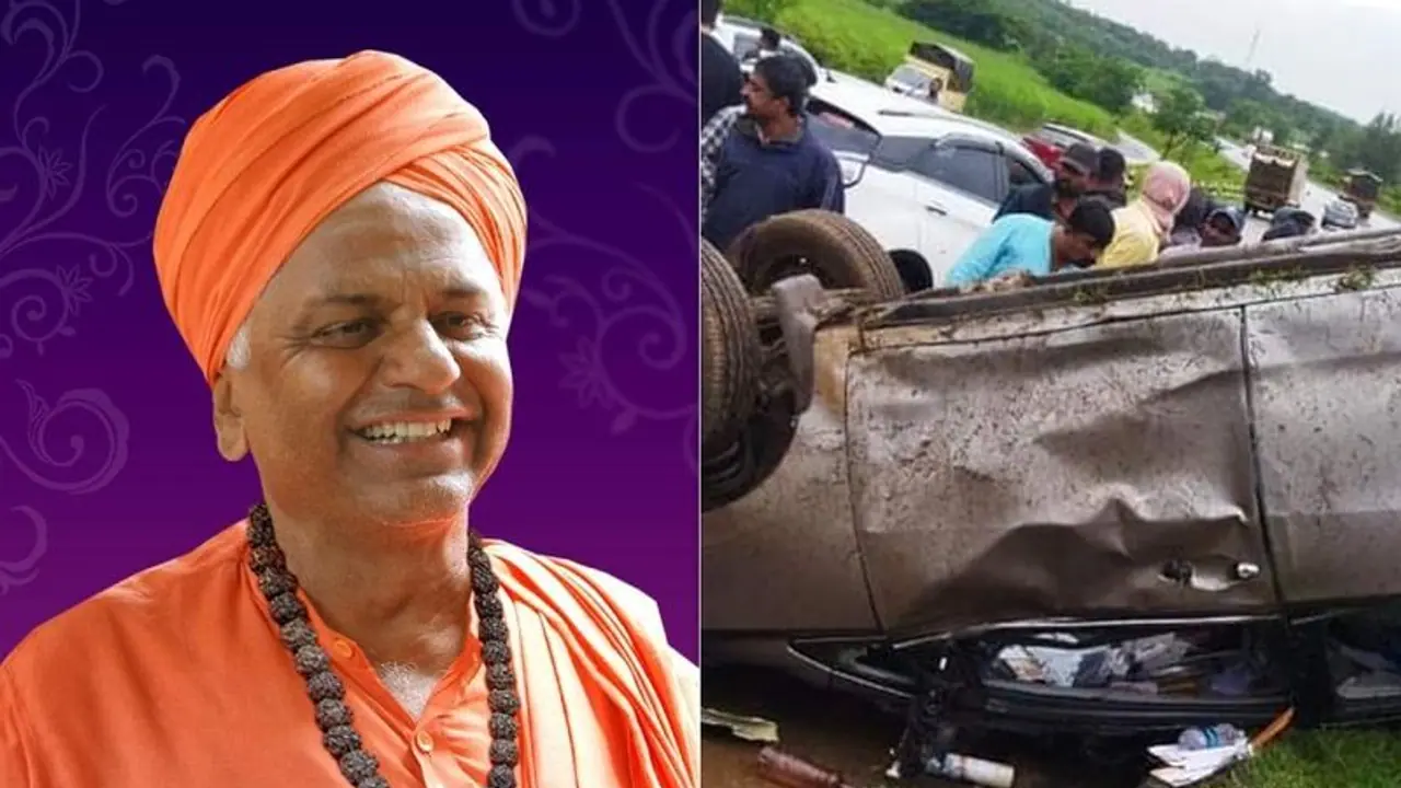 ಹುಬ್ಬಳ್ಳಿ: ಚಂದ್ರಶೇಖರ ಗುರೂಜಿ ಅಂತ್ಯಕ್ರಿಯೆ ಮುಗಿಸಿ ತೆರಳುವಾಗ ನಿಡಸೋಸಿ ಮಠದ ಸ್ವಾಮೀಜಿ ಕಾರು ಅಪಘಾತ