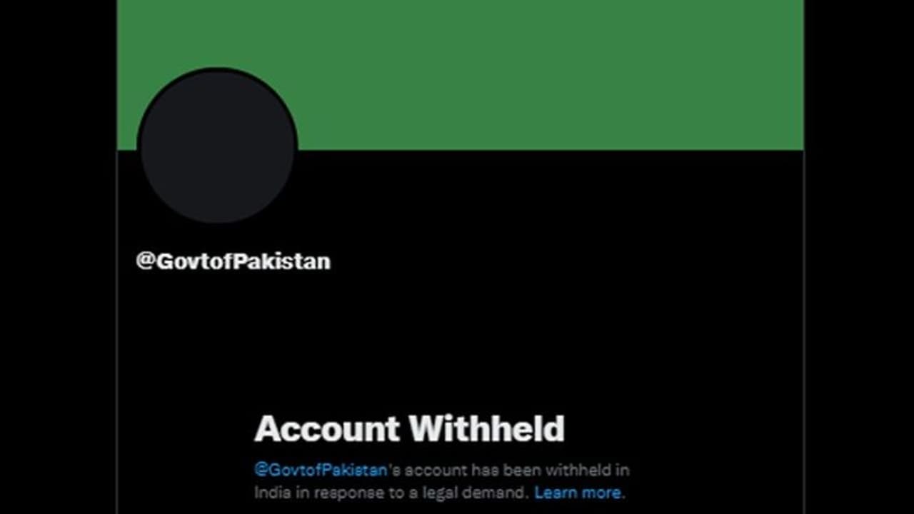 Pakistan government's official Twitter account withheld