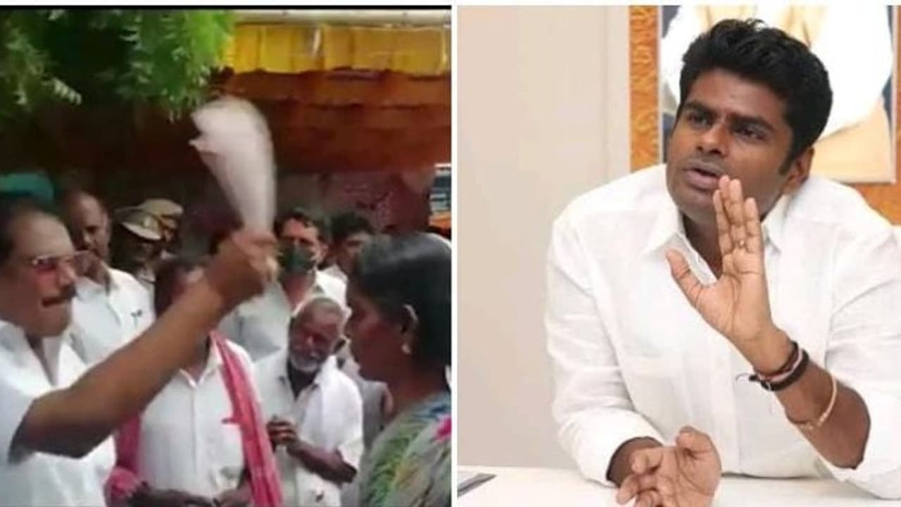 மனு கொடுத்த பெண்ணை தலையில் தாக்கிய தமிழக அமைச்சர்...!பதவி விலக கெடு விதித்த அண்ணாமலை 