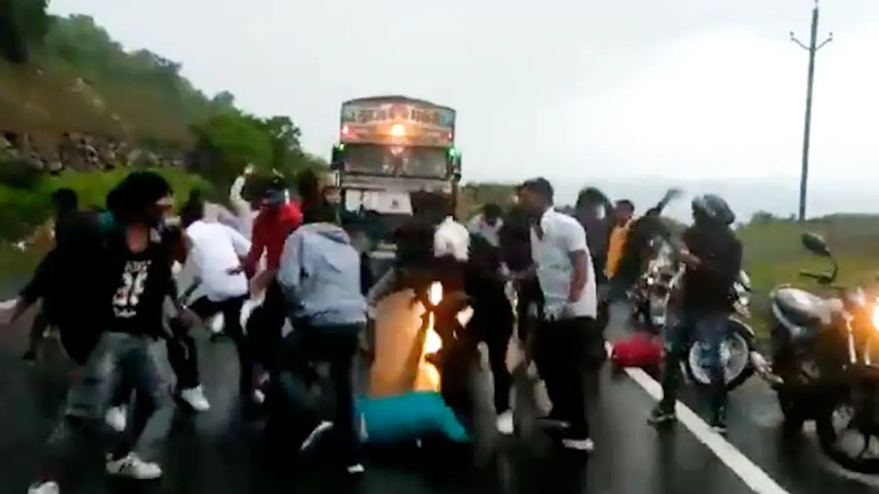 Watch: Bikers perform 'Nagin' dance on the road to truck's unique horn Watch: Bikers perform 'Nagin' dance on the road to truck's unique horn