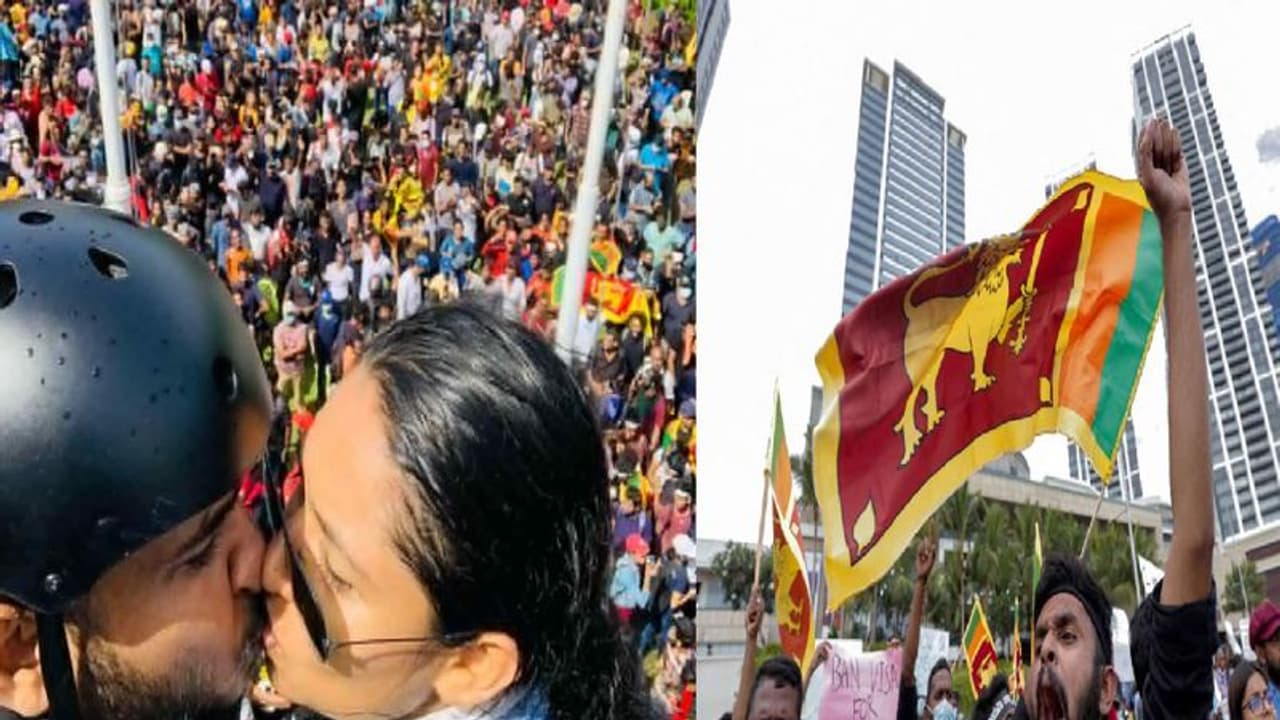 ரணகளத்திலும் ஒரு கிளுகிளுப்பு… இலங்கை போராட்டத்திற்கு மத்தியில் காதல் ஜோடி செய்த செயல் வைரல்!! ரணகளத்திலும் ஒரு கிளுகிளுப்பு… இலங்கை போராட்டத்திற்கு மத்தியில் காதல் ஜோடி செய்த செயல் வைரல்!!