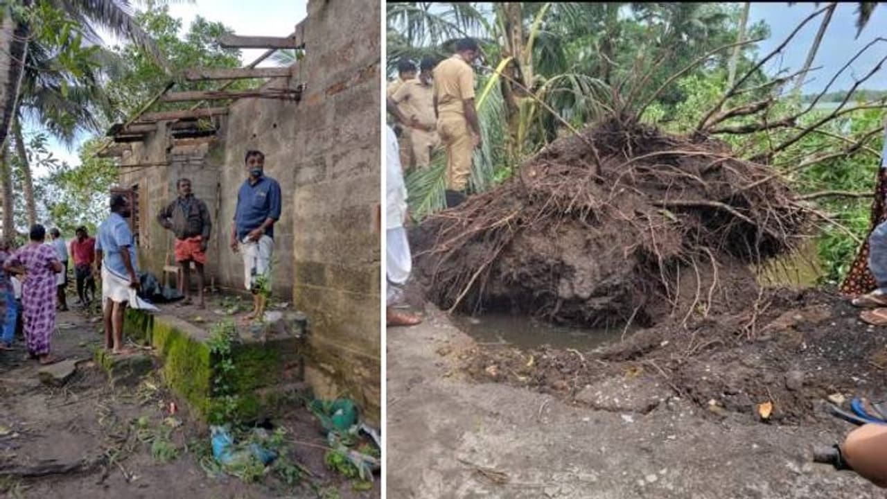ആലപ്പുഴയിലെ ചുഴലിക്കാറ്റ്, തകഴിയിൽ വീടുകൾ തകർന്നു, മരങ്ങൾ കടപുഴകി, വ്യാപക നാശനഷ്ടം