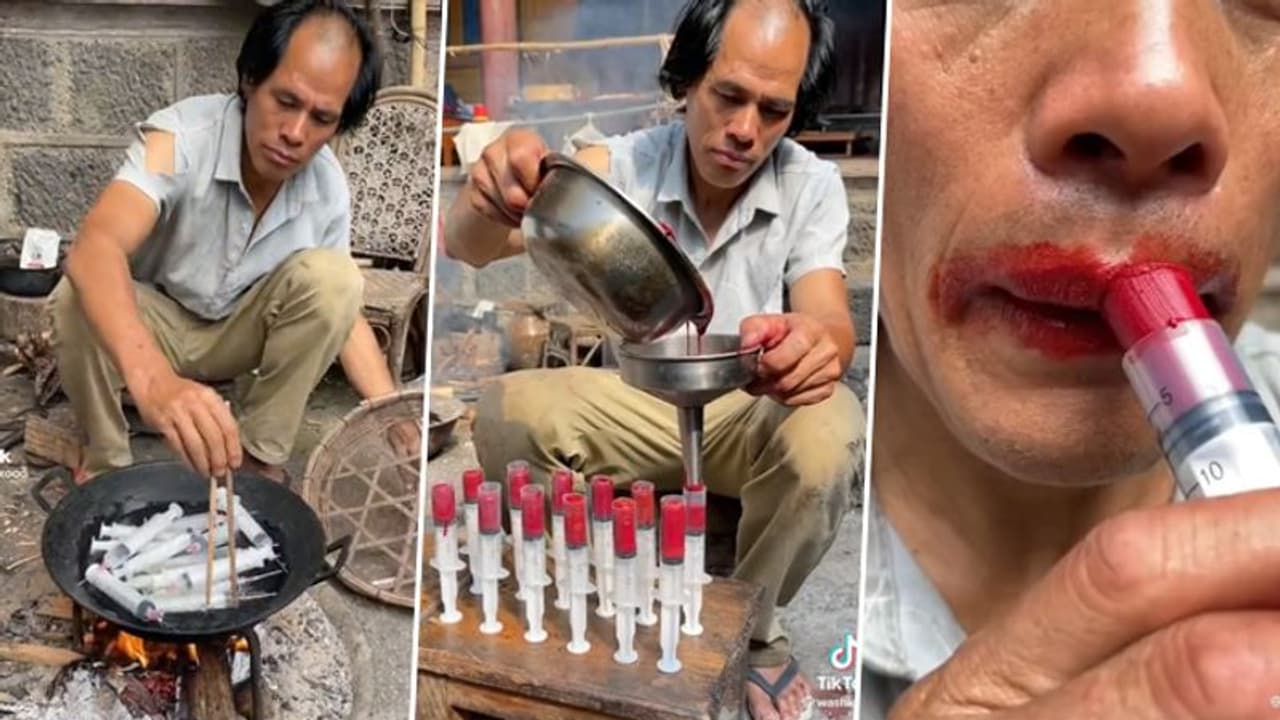 Man creates lipstick with used syringes; unique process stuns netizens 