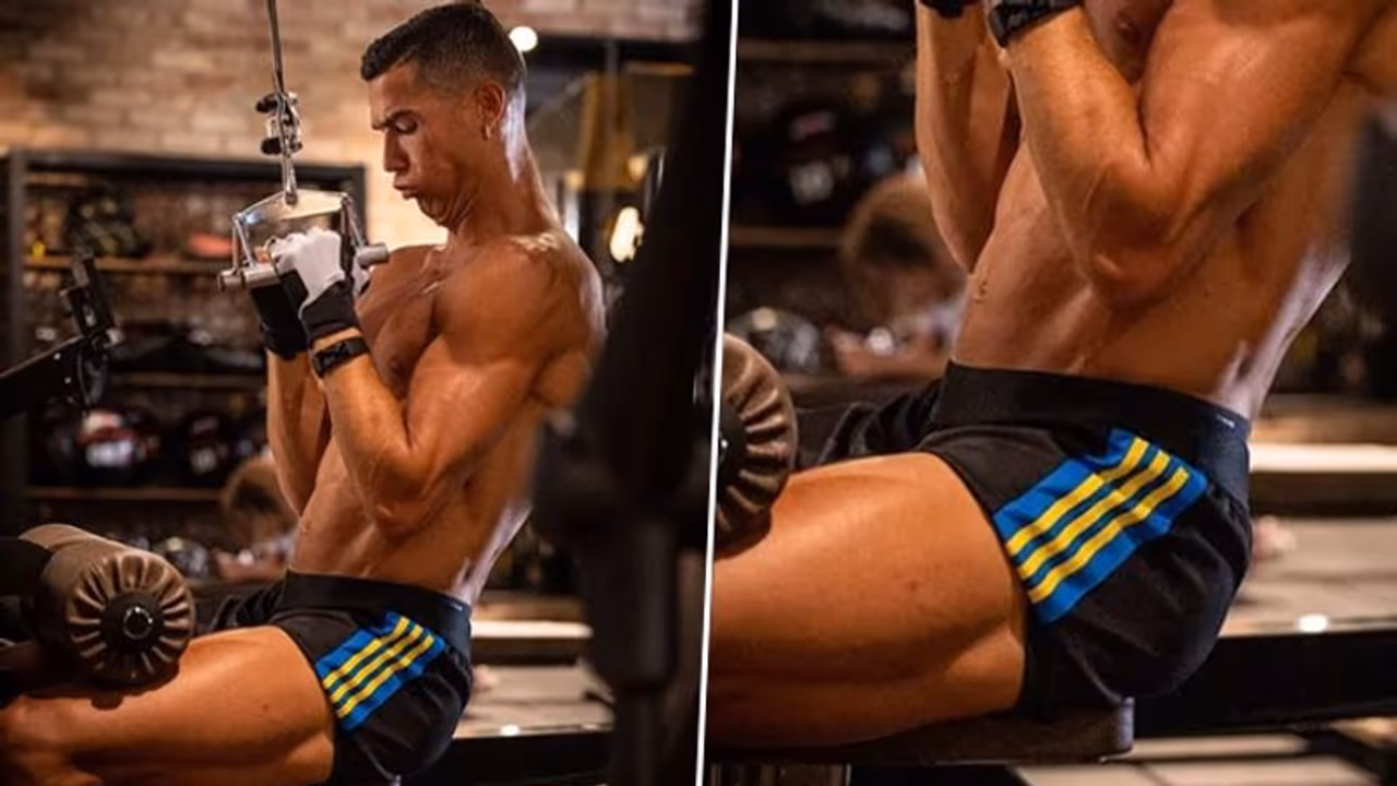 Ronaldo working out in Man United shorts convinces fans striker staying at Old Trafford Ronaldo working out in Man United shorts convinces fans striker staying at Old Trafford