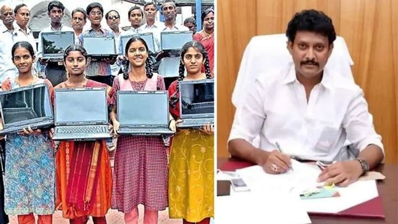 இலவச லேப்டாப் வழங்கும் திட்டம் ரத்தா ? அமைச்சர் அன்பில் மகேஷ் சொன்னது என்ன ?