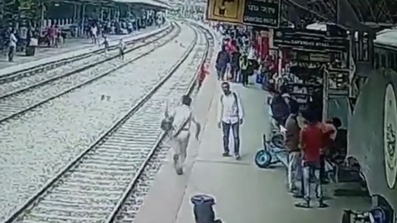 ಬೆಂಗಳೂರಿನಲ್ಲಿ ಹಳಿ ದಾಟುವಾಗ ಜಾರಿ ಬಿದ್ದ ವ್ಯಕ್ತಿಯ ಜೀವ ಕಾಪಾಡಿದ ಪೊಲೀಸ್, ವಿಡಿಯೋ ವೈರಲ್!