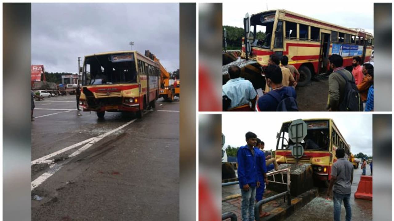 പന്നിയങ്കര ടോൾ പ്ലാസയിലേക്ക് കെ എസ് ആർ ടി സി ഇടിച്ചു കയറി നിരവധി പേർക്ക് പരിക്ക്