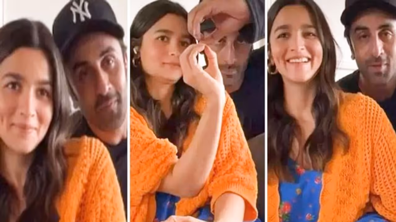 Video: Ranbir Kapoor crashes Alia Bhatt's Kesariya's Instagram Live, does 'biwi ki tareef'; actress blushes Video: Ranbir Kapoor crashes Alia Bhatt's Kesariya's Instagram Live, does 'biwi ki tareef'; actress blushes