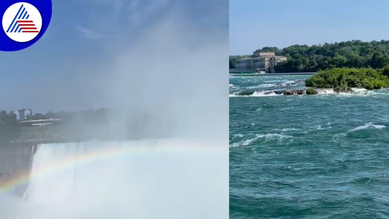 ನಯಾಗರದ ಜಲಧಾರೆಗೆ ಬಣ್ಣಗಳ ಚಿತ್ತಾರ ಮೂಡಿಸಿದ ಕಾಮನಬಿಲ್ಲು: viral video