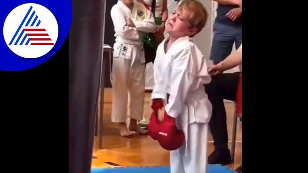 ಒತ್ತಾಯಕ್ಕೆ ಟೆಕ್ವಾಂಡೋ ಕ್ಲಾಸ್ ಸೇರಿದ ಬಾಲಕನ ಮೊಂಡಾಟ : ವೈರಲ್ ವಿಡಿಯೋ