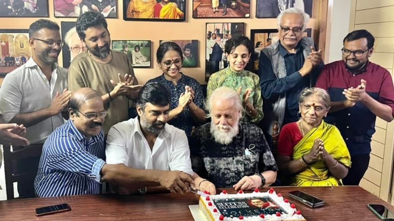 'റോക്കട്രി' വിജയാഘോഷം; നമ്പി നാരായണന്‍റെ വീട്ടിലെത്തി മാധവന്‍