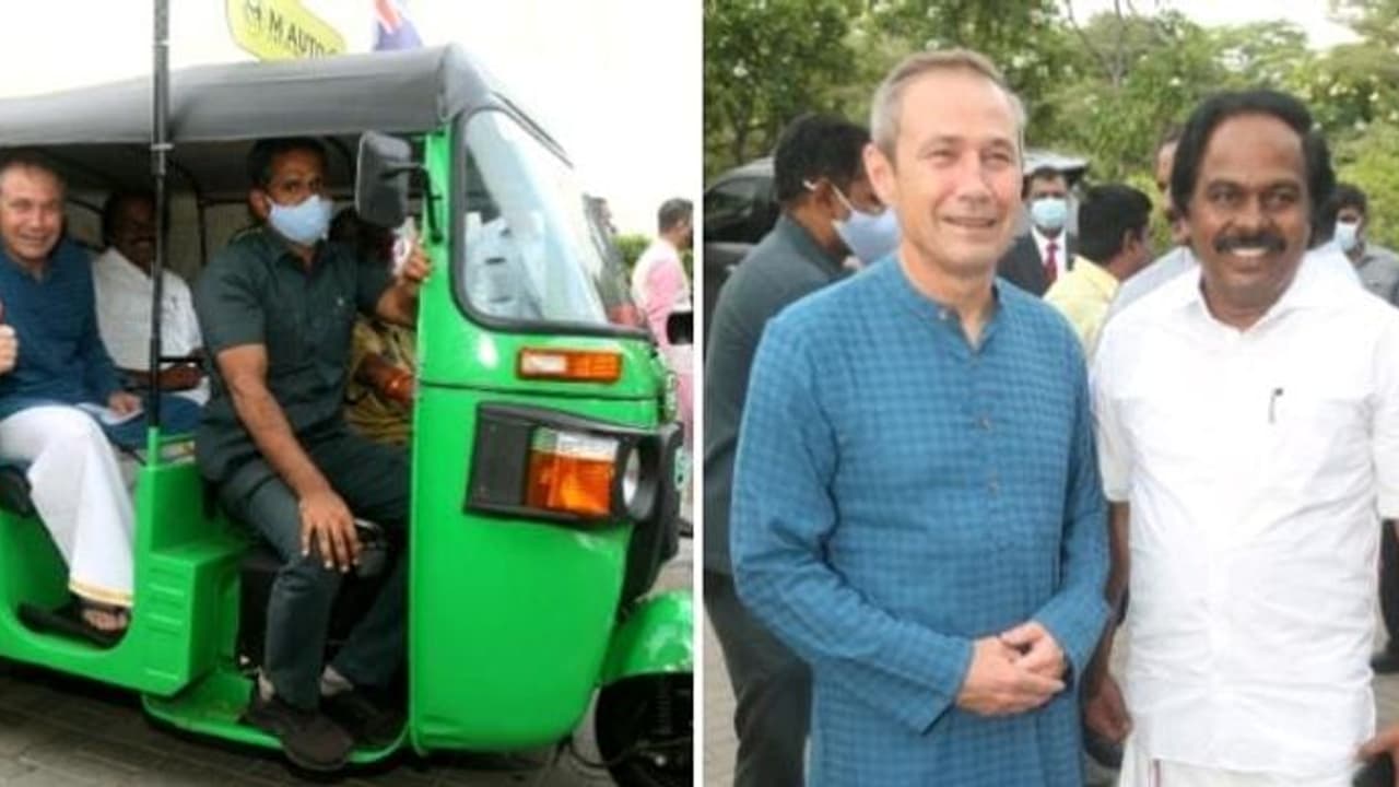 எலக்ட்ரிக் ஆட்டோவில் திடீரென பயணம் செய்த ஆஸ்திரேலியா, தமிழக அமைச்சர்கள்...என்ன காரணம் தெரியும்..?