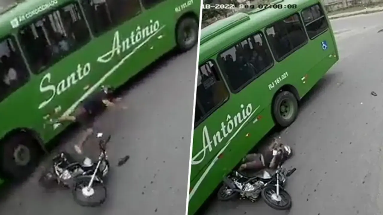 Biker escapes death: Traffic cop shared the terrifying video with a message