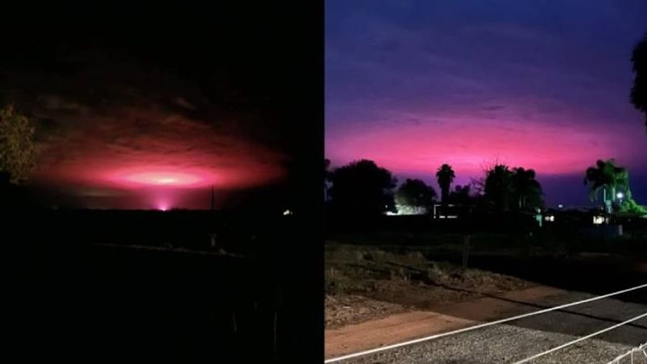 ആകാശത്ത് നി​ഗൂഢമായി തിളങ്ങുന്ന പിങ്ക് നിറം, ലോകാവസാനമെന്ന് പ്രദേശവാസികൾ, ഉറവിടം കഞ്ചാവ് ഫാം