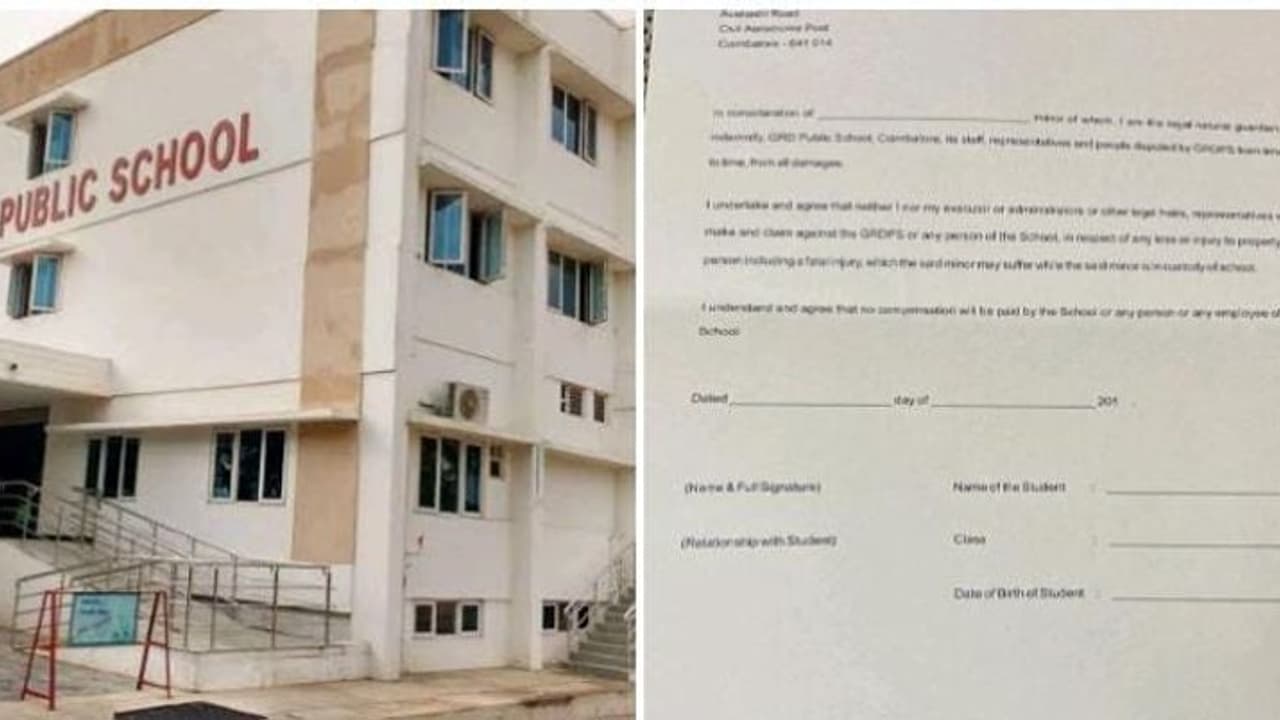 பள்ளி வளாகத்தில் மாணவர்கள் உயிருக்கு ஆபத்தா..? நிர்வாகம் பொறுப்பல்ல..பெற்றோரிடம் கட்டாய கையெழுத்தால் சர்ச்சை பள்ளி வளாகத்தில் மாணவர்கள் உயிருக்கு ஆபத்தா..? நிர்வாகம் பொறுப்பல்ல..பெற்றோரிடம் கட்டாய கையெழுத்தால் சர்ச்சை