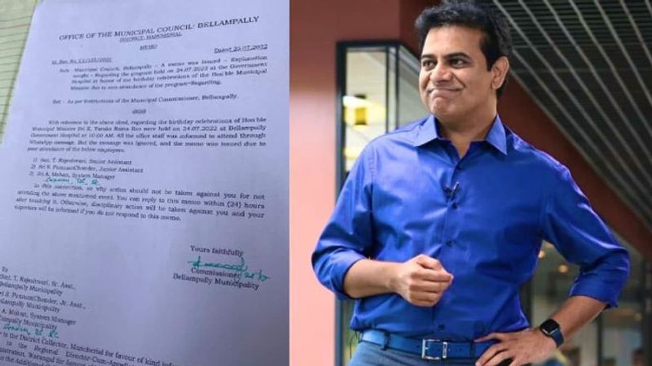 4 govt employees get memo for skipping KTR birthday event; BJP asks monarchy in Telangana? 4 govt employees get memo for skipping KTR birthday event; BJP asks monarchy in Telangana?