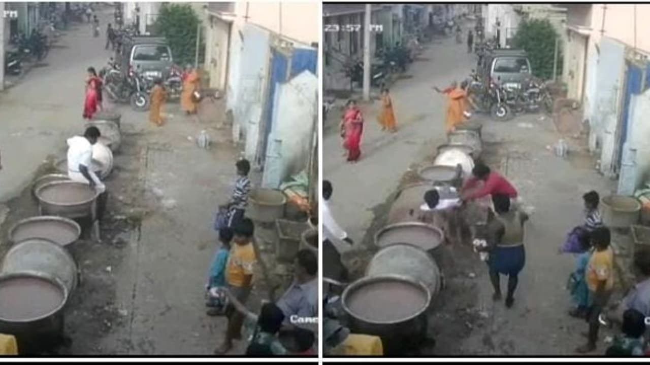 திடீர் மயக்கம்...சூடான கூழ் அண்டாவில் விழுந்தவர் பலி...! அதிர்ச்சியளிக்கும் சிசிடிவி காட்சிகள் திடீர் மயக்கம்...சூடான கூழ் அண்டாவில் விழுந்தவர் பலி...! அதிர்ச்சியளிக்கும் சிசிடிவி காட்சிகள்