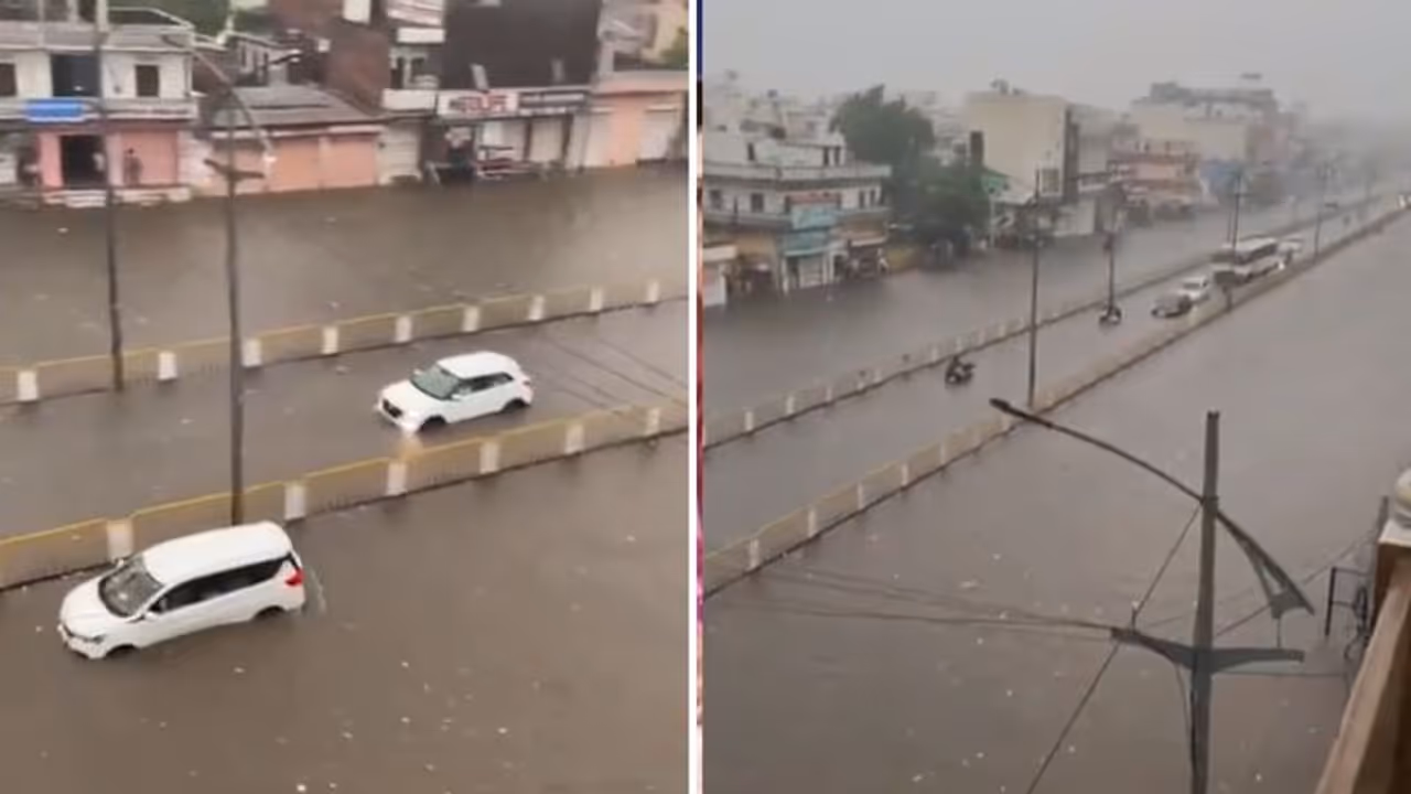 जयपुर में 2 घंटे के बरिश में जलजला: सड़कें बनीं दरिया तो गाड़ियां बहने लगी...बिगड़े हालात हर तरफ पानी ही पानी जयपुर में 2 घंटे के बरिश में जलजला: सड़कें बनीं दरिया तो गाड़ियां बहने लगी...बिगड़े हालात हर तरफ पानी ही पानी