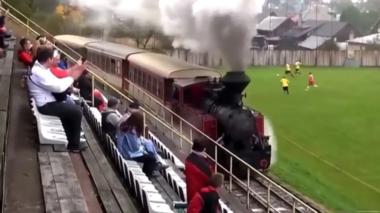 Watch: Steam train passing through football ground, leaves internet amazed Watch: Steam train passing through football ground, leaves internet amazed