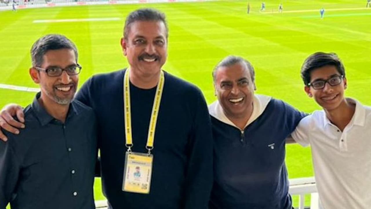 Twitter goes gaga over Ravi Shastri's 'billion dollar picture' with Mukesh Ambani, Sundar Pichai