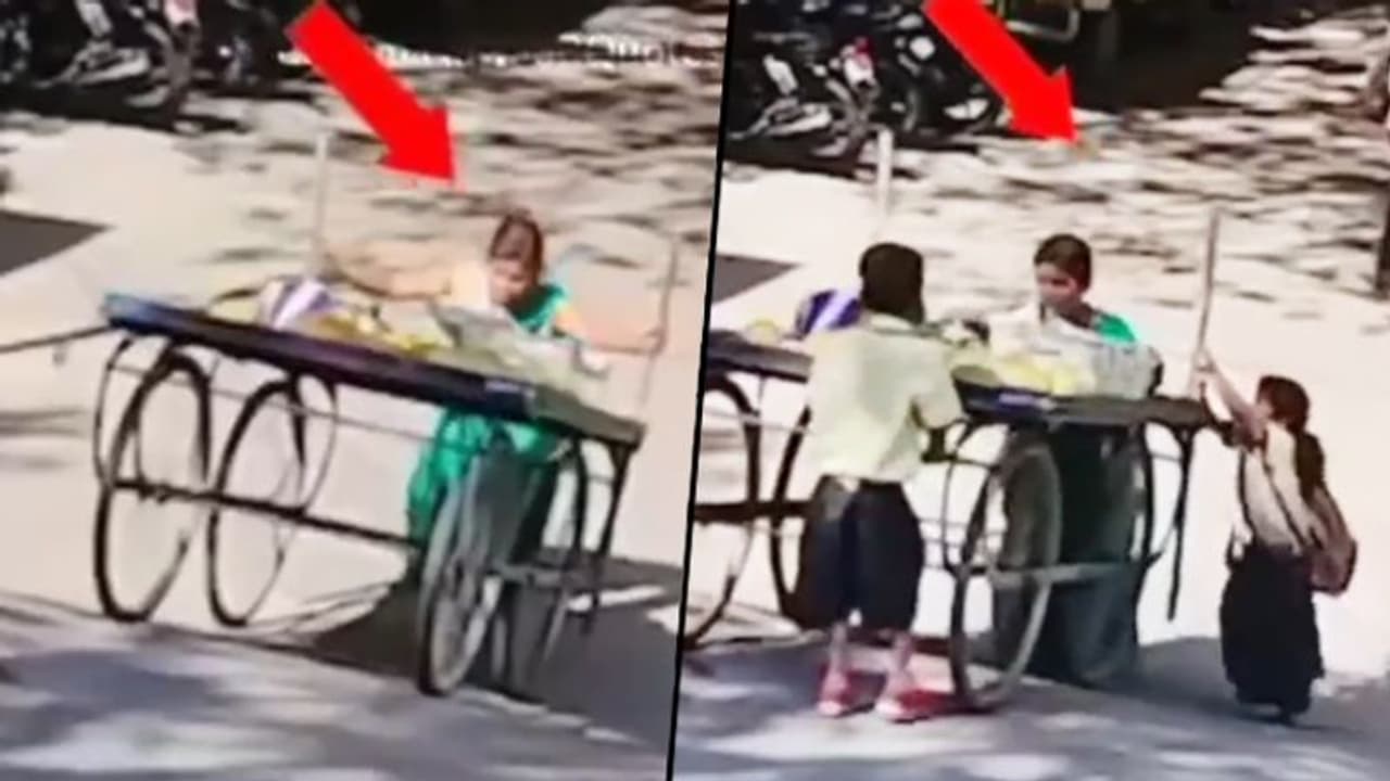 School kids help fruit seller in pushing cart; viral video will make your day School kids help fruit seller in pushing cart; viral video will make your day