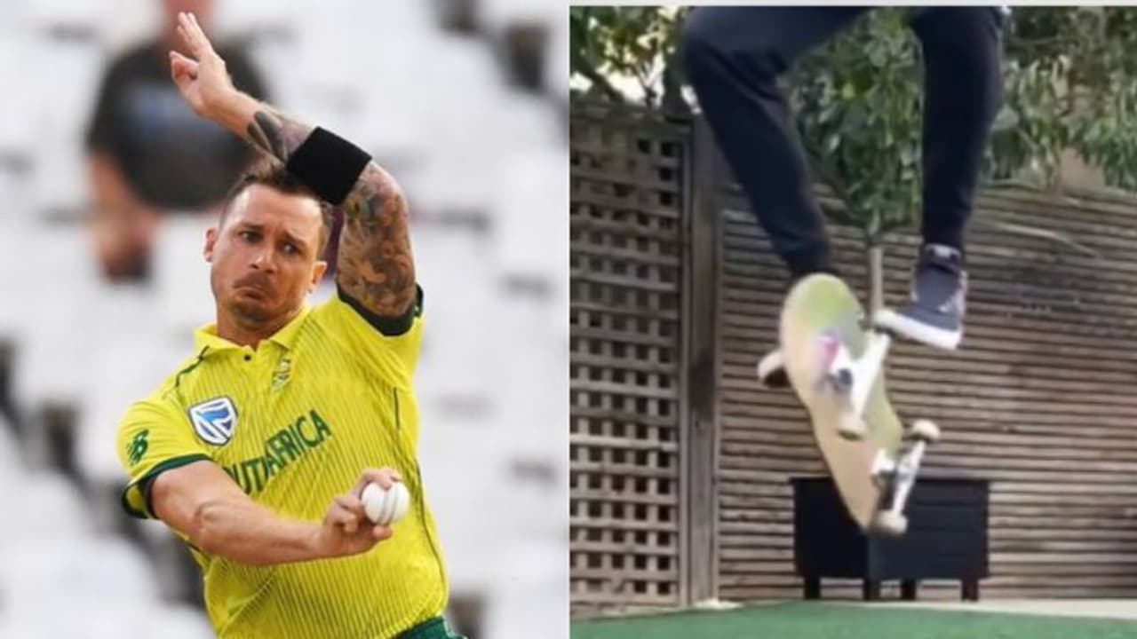 സ്റ്റെയ്‌ന് ഇതും വശമുണ്ടല്ലേ; സ്‌കേറ്റ്‌ബോര്‍ഡില്‍ അഭ്യാസം, ബൗളിംഗ് പോലെ അതും വേറെ ലെവല്‍ വീഡിയോ