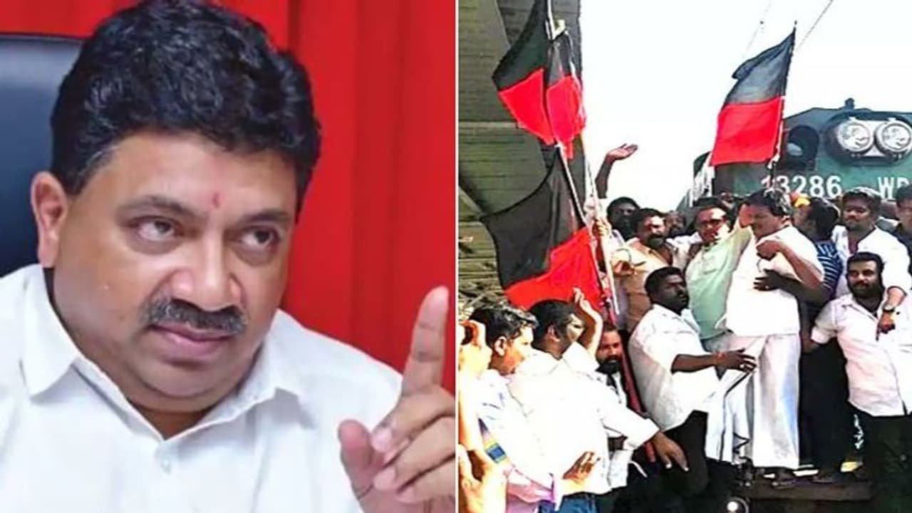 பிடிஆர் கார் மீது வீசப்பட்ட செருப்பு.. போராட்டத்தில் குதித்த திமுக தமிழக முழுவதும் பரபரப்பு