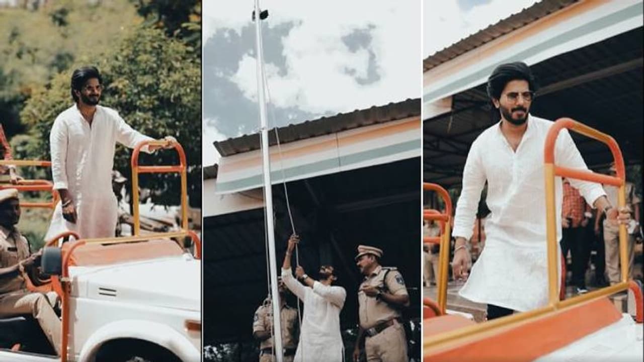 തുറന്ന ജീപ്പിൽ തെലങ്കാന പൊലീസിനൊപ്പം ദുൽഖര്‍ സൽമാൻ, പതാക ഉയര്‍ത്തി സ്വാതന്ത്ര്യദിനാഘോഷം