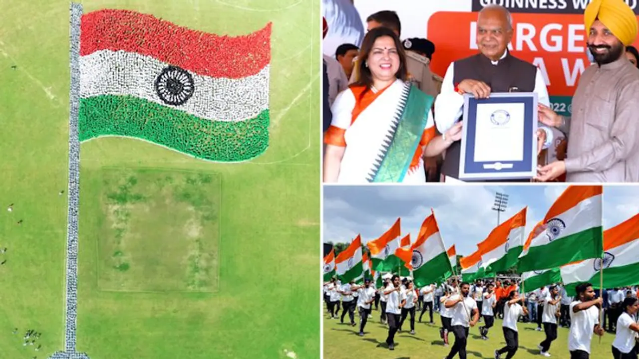Watch: Chandigarh University students set world record for largest human image of waving flag Watch: Chandigarh University students set world record for largest human image of waving flag
