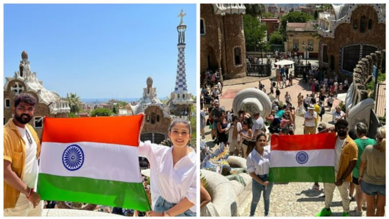 வெளிநாட்டில் தேசிய கொடியை பறக்கவிட்ட நயன் விக்கி...வீடியோ உள்ளே! வெளிநாட்டில் தேசிய கொடியை பறக்கவிட்ட நயன் விக்கி...வீடியோ உள்ளே!