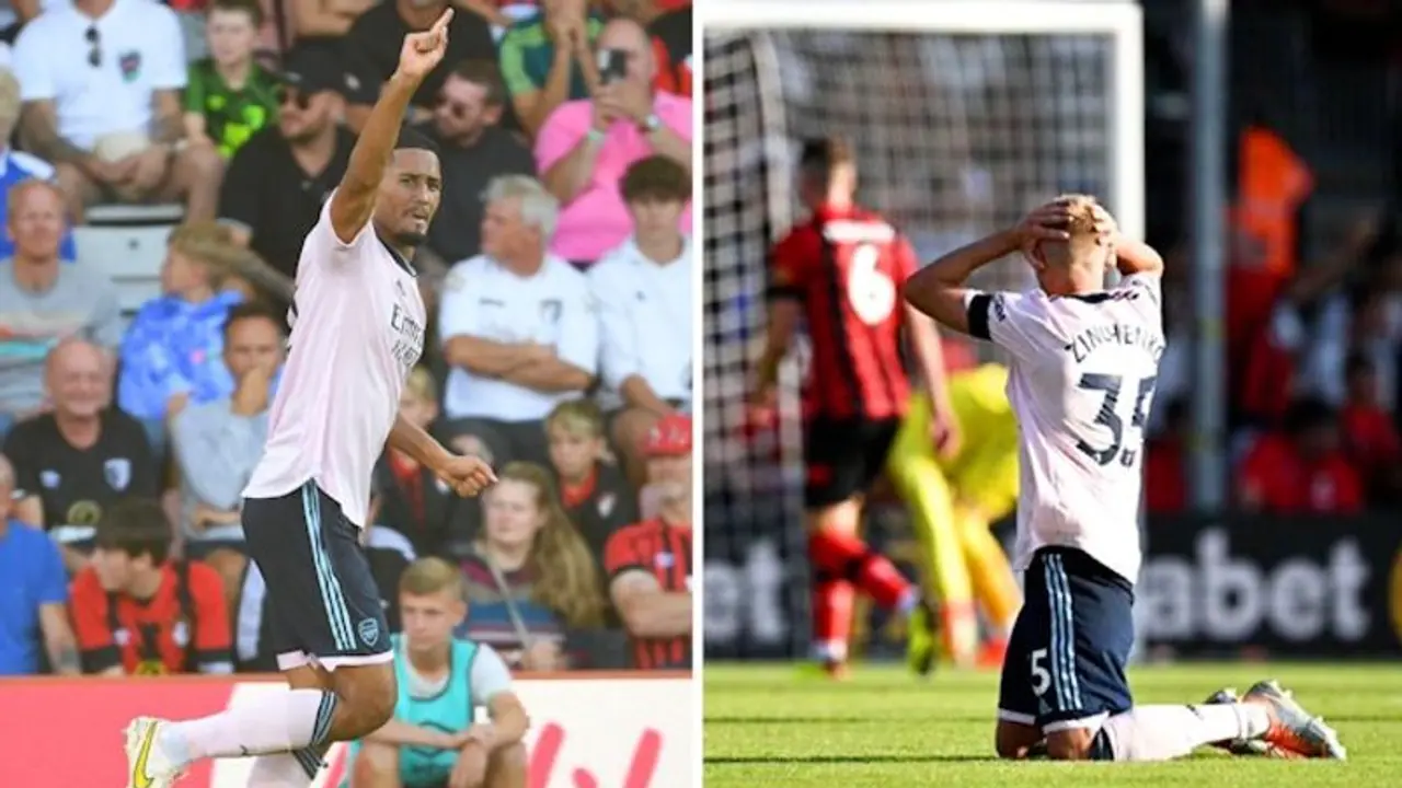 Arsenal's Zinchenko wins hearts with reaction of disbelief to Saliba's goal against Bournemouth