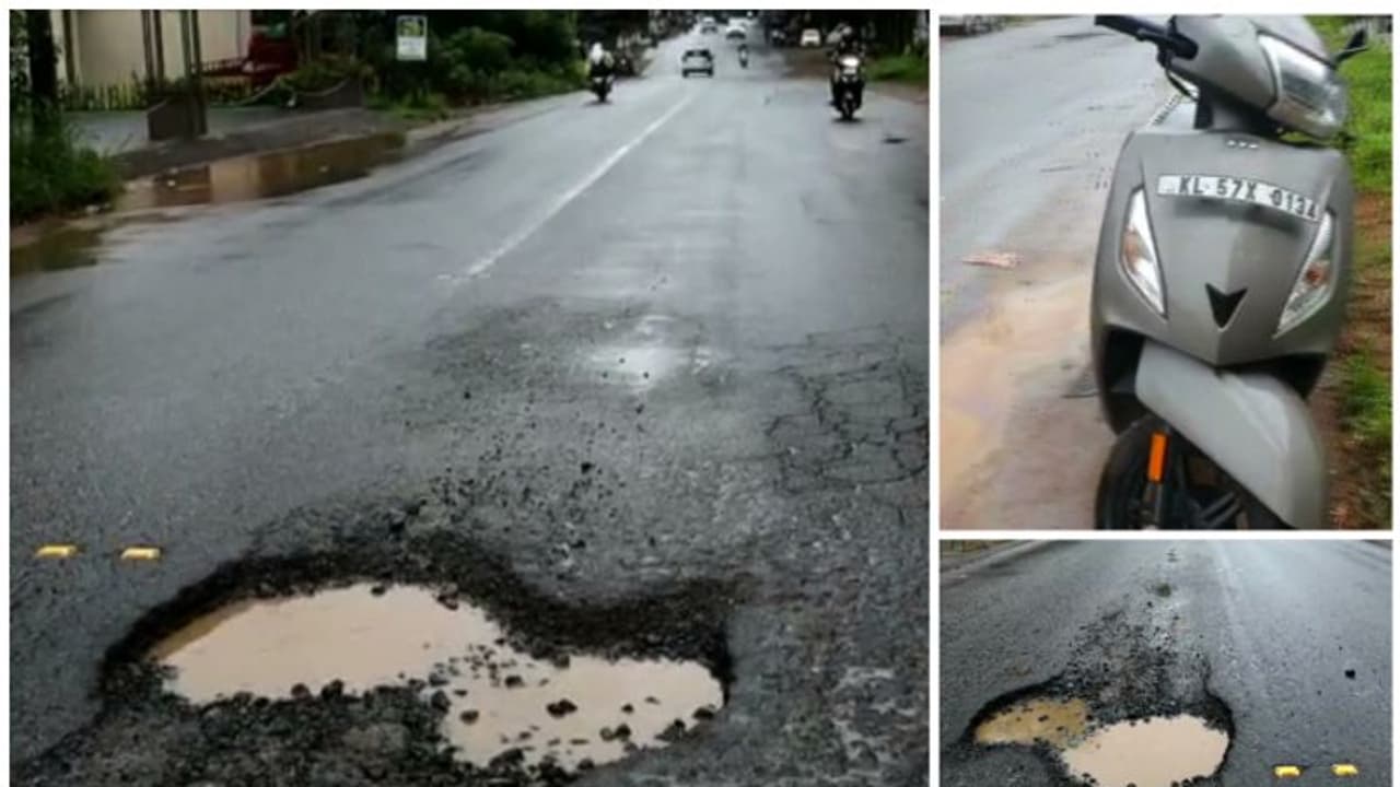 സ്കൂട്ടർ ദേശീയ പാതയിലെ കുഴിയിൽ വീണു; പിന്നാലെയെത്തിയത് ലോറി; ദമ്പതികൾ രക്ഷപ്പെട്ടത് തലനാരിഴക്ക് സ്കൂട്ടർ ദേശീയ പാതയിലെ കുഴിയിൽ വീണു; പിന്നാലെയെത്തിയത് ലോറി; ദമ്പതികൾ രക്ഷപ്പെട്ടത് തലനാരിഴക്ക്