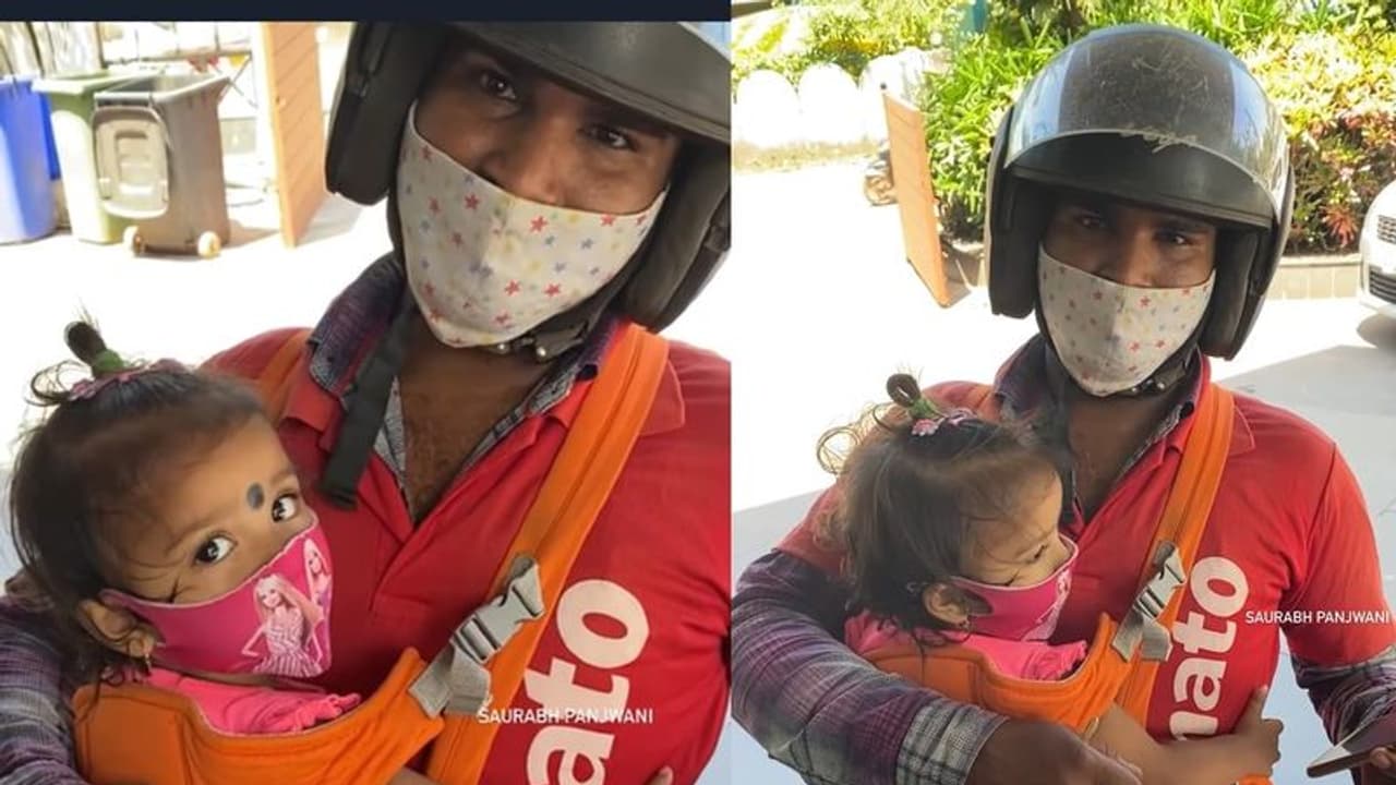 ಮಗುವನ್ನೆತ್ತಿಕೊಂಡು ಫುಡ್ ಡೆಲಿವರಿ: ಝೋಮ್ಯಾಟೋ ಬಾಯ್ ವಿಡಿಯೋ ವೈರಲ್