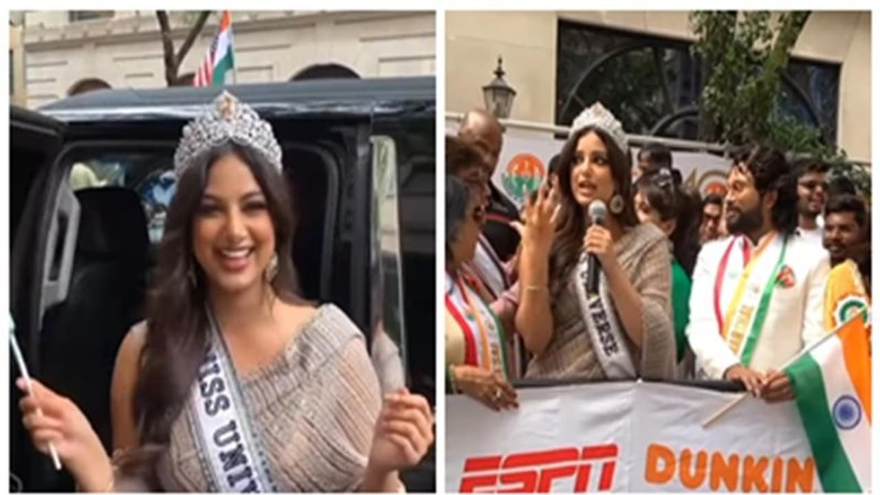 বিদেশের মাটিতে ভারতের প্রতিনিধিত্ব করলেন বিশ্ব সুন্দরী , দ্যা ইন্ডিয়া ডে প্যারেডে এর ফ্রেমে হারনাজ আল্লু অর্জন