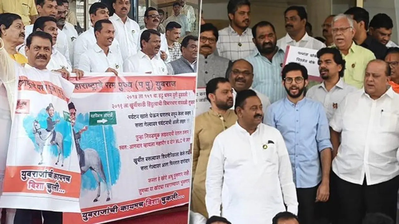 Sena vs Sena: Both factions target each other on Maha Vidhan Bhavan premises Sena vs Sena: Both factions target each other on Maha Vidhan Bhavan premises