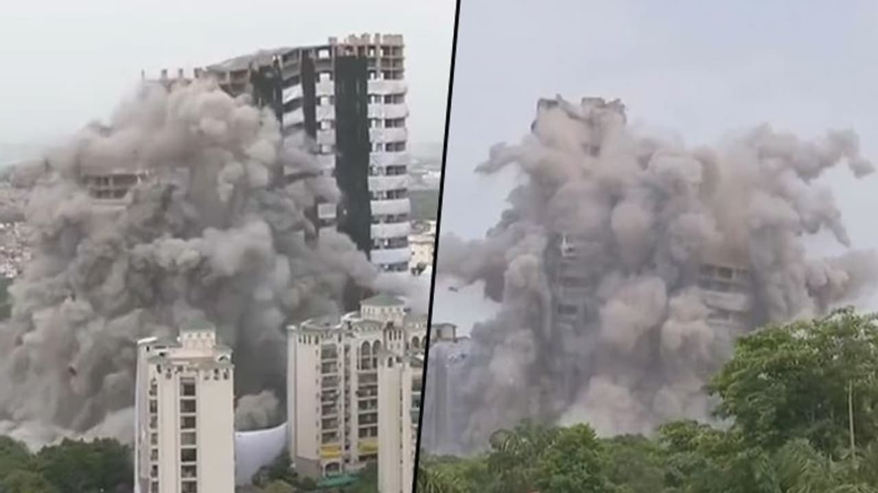 Noida's Supertech twin towers fall; 9 year old battle ends in demolition (WATCH)