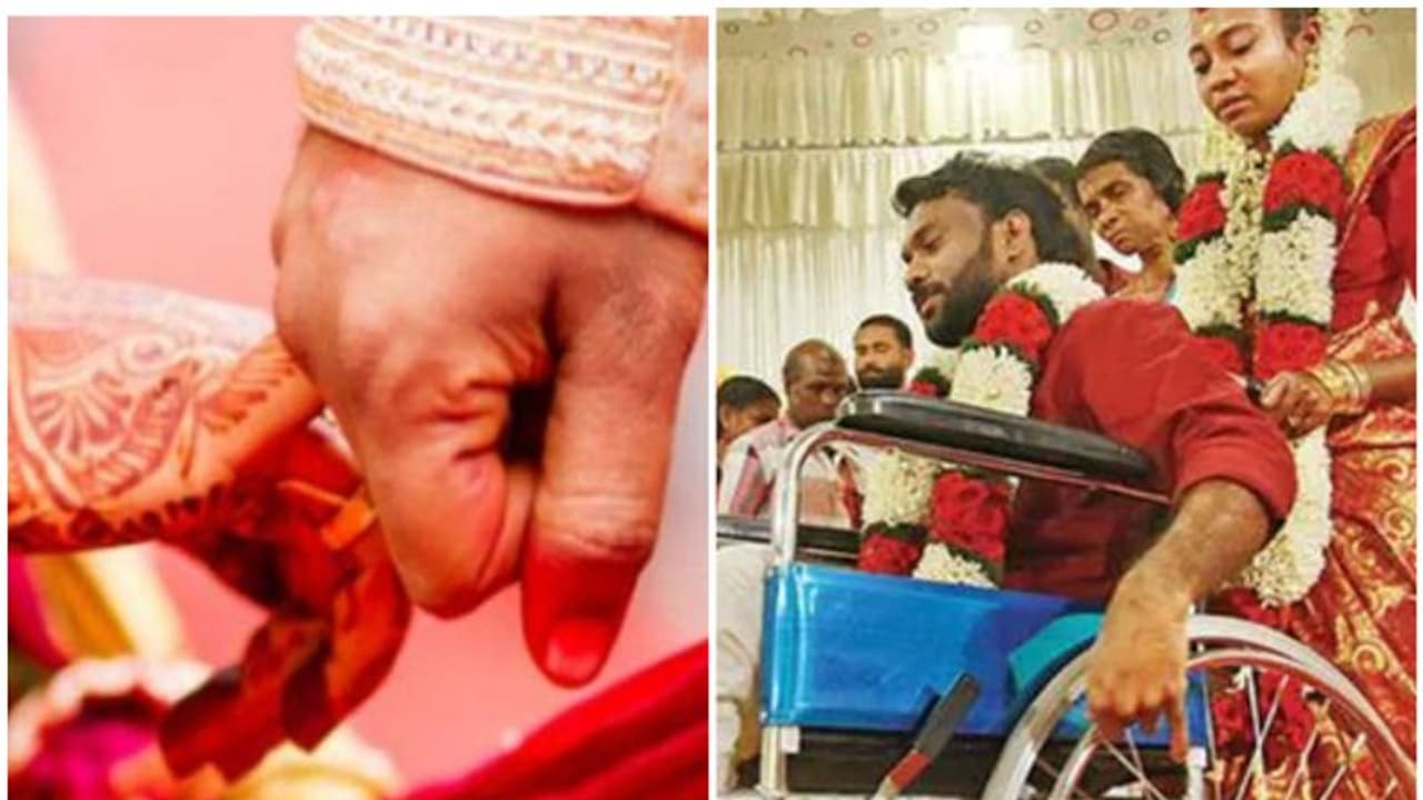 വീൽചെയറിലിരുന്ന് ശിവദാസൻ സബിതക്ക് താലി കെട്ടി; പരിചരണത്തിന്റെ 8 വർഷം, പ്രണയത്തിന്റെയും