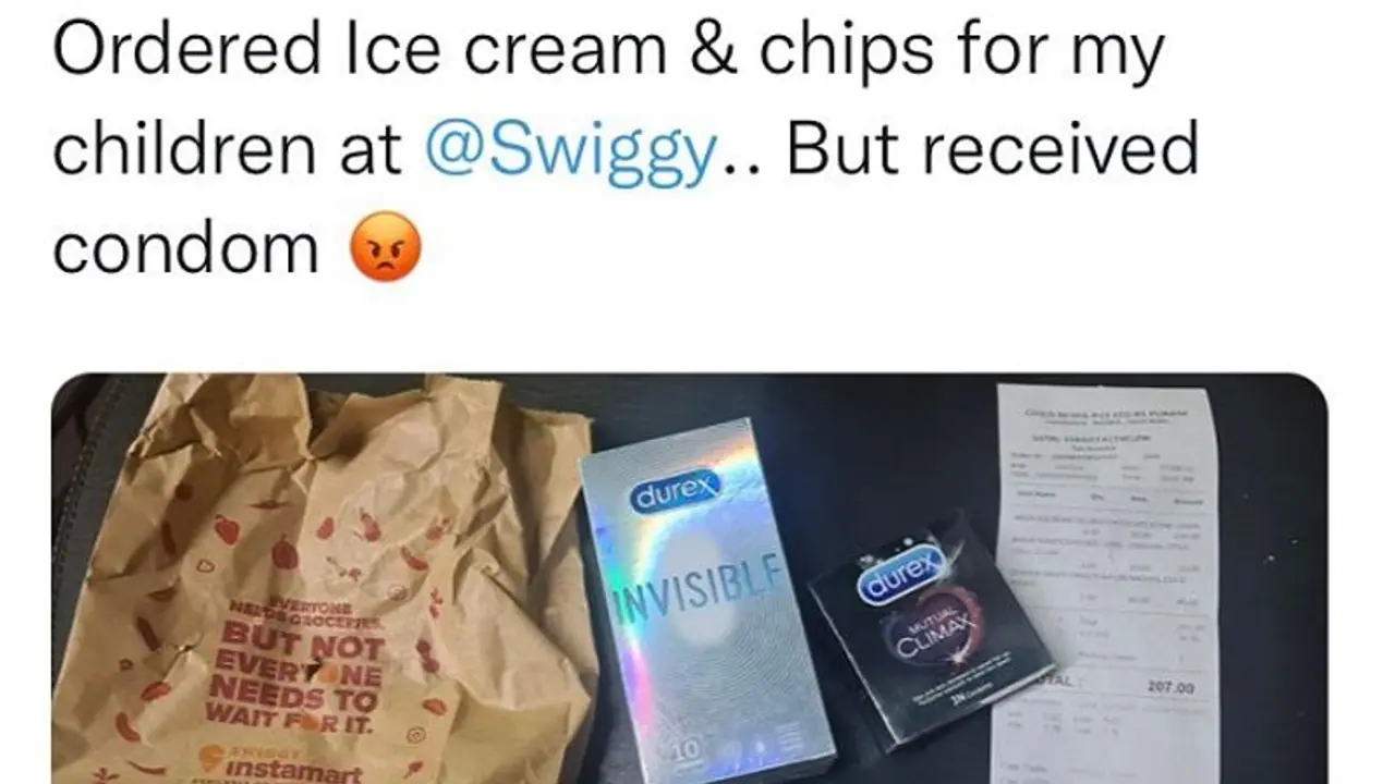 ಮಕ್ಕಳಿಗಾಗಿ ಸ್ವಿಗ್ಗಿಯಿಂದ ಐಸ್‌ಕ್ರೀಮ್ ಚಿಪ್ಸ್ ಆರ್ಡರ್, ಆದರೆ ಸಿಕ್ಕಿದ್ದು 2 ಪ್ಯಾಕ್ ಕಾಂಡೋಮ್!